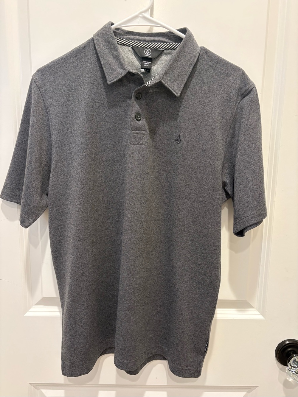 Volcom Boys XL 14 Gray Polo Shirt Short Sleeve Heathered